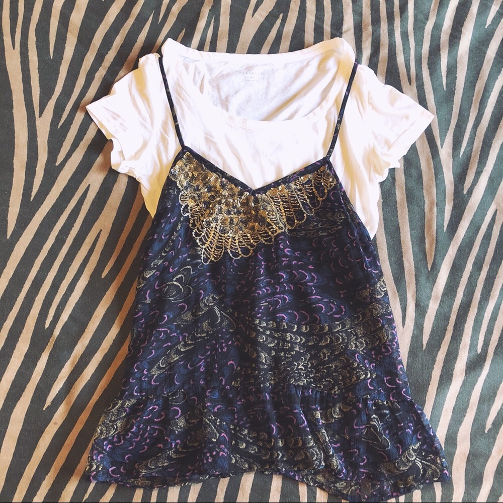 donated! 🚫 strappy beaded peplum tank 🔮